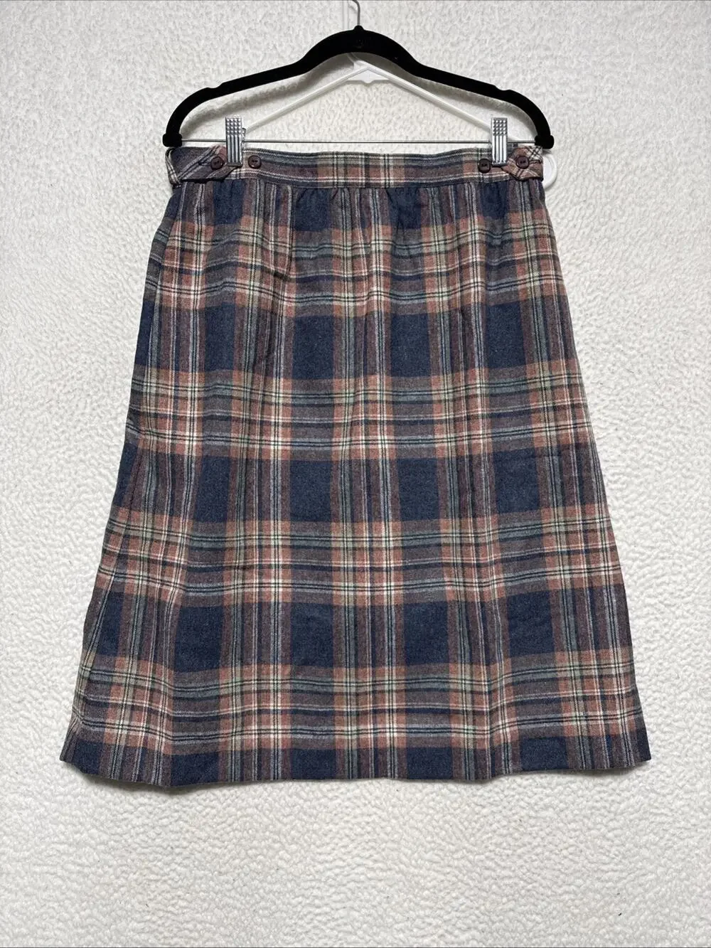 VTG 80’s Donnkenny Women's Wool Blend Plaid Midi Skirt Preppy Size 17/18